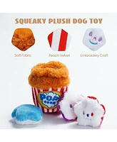 Nocciola 4-in-1 Popcorn Bucket Plush Dog Toy Set,Christmas gift,Interactive Squeaky Stuffed Dog Toys,Hide and Seek Dog Toys for Small & Medium Dogs