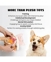 Nocciola 9-in-1 Pig Plush Dog Toys,Funny Piggy Puzzle Toy with 8 Pork Food Squeaky & Crinkle Toys,Stimulating Enrichment Toys for Small Medium Dogs