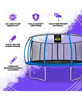 Plexalife Pumpkin-Shaped Outdoor Trampoline Set with Premium Top-Ring Frame Safety Enclosure, Ft