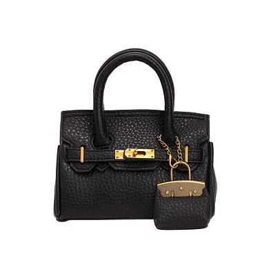 Women's The Mini Overlap Satchel Sling Bag With Pouch - Onyx Black