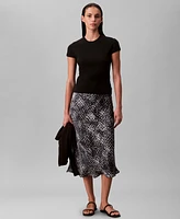Calvin Klein Women's Printed Textured Satin Midi Skirt
