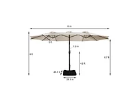 Casainc 181" x 106" Outdoor Double-Sided Market Umbrella With Base Patio