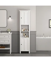 Casainc Bathroom Floor Storage Cabinet with 2 Doors, Multi-Shelf Wooden Cabinet for Living Room & Bathroom