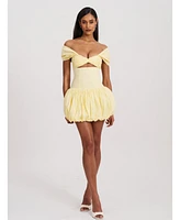 Miss Circle Women's Umika Butter Yellow Bubble Hem Mini Dress