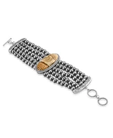American West Jewelry Sterling Silver Oval Picture Jasper Oval Cut Beaded Toggle Bracelet, Size