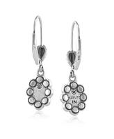 American West Jewelry Sterling Silver Lapis Concha Lever Back Dangle Earrings