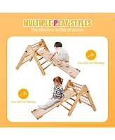 Slickblue Toddler 4 in 1 Climbing Set with Wooden Pikler Triangle Ramp and Arch for Indoors