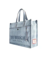 True Religion Striped Denim City Tote