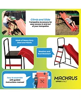 Plexalife Trampoline Step N Slide|Kids Outdoor Step Ladder and Wave Slide Set Fits Standard Round or Rectangle Trampolines with Net or Without - Red