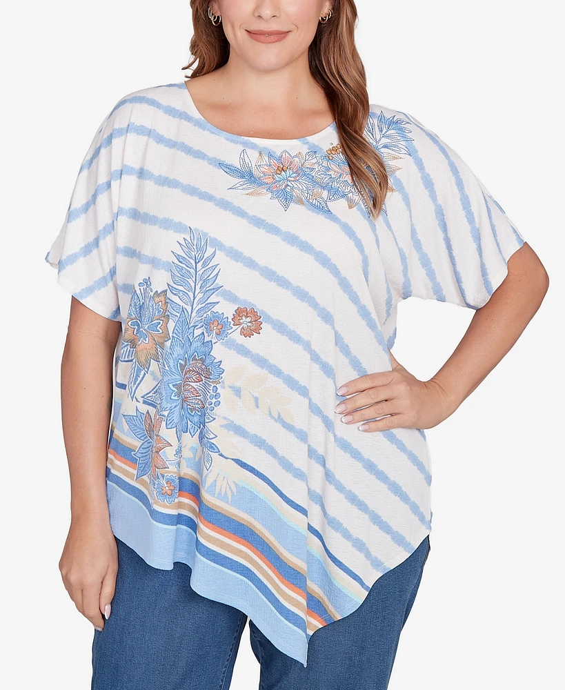 Ruby Rd. Plus Embellished Boho Stripe Top
