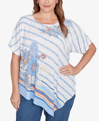 Ruby Rd. Plus Embellished Boho Stripe Top