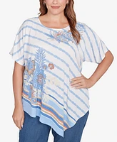 Ruby Rd. Plus Embellished Boho Stripe Top