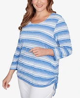 Ruby Rd. Plus Textured Stripe Drawstring Top