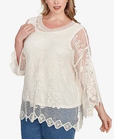 Ruby Rd. Plus Lined Medallion Crochet Top