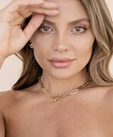 Ettika Golden Flat Rectangle Chain Necklace