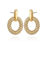 Vince Camuto Gold Tone Pave Crystal Hoop Drop Earrings