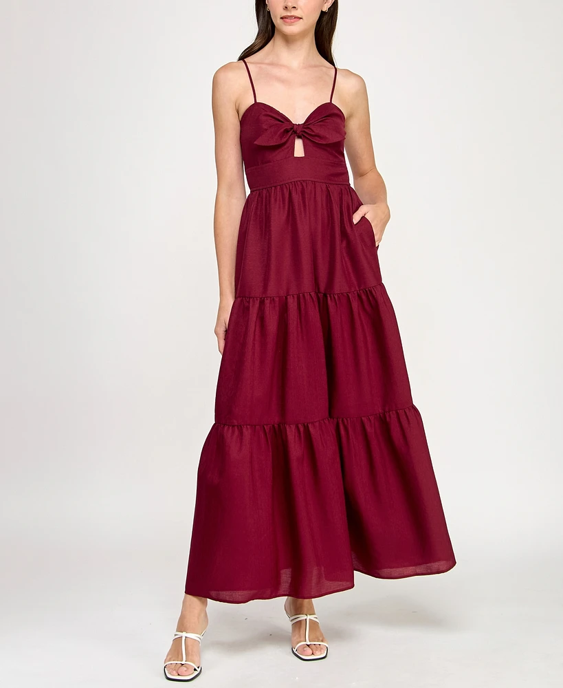 Trixxi Juniors' Tiered Keyhole Fit & Flare Dress