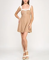 Trixxi Juniors' Printed Contrast-Trim Sleeveless Fit & Flare Dress