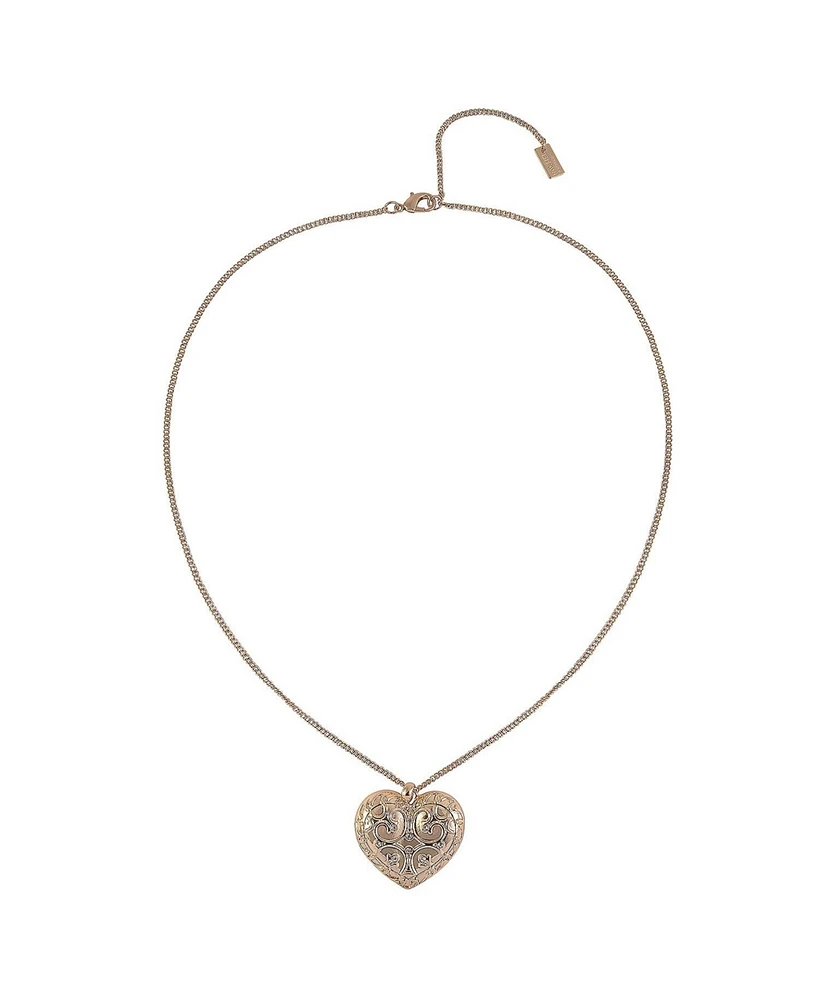 Rachel Rachel Roy Gold Tone Textured Heart Pendant Necklace