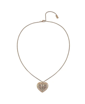 Rachel Rachel Roy Gold Tone Textured Heart Pendant Necklace