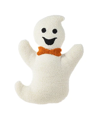 Glitzhome Halloween Hooked Ghost Shaped Pillow, 12" x 4"
