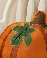 Glitzhome Fall and Halloween Fabric Double Sided Pumpkin Pillow, 16" x 5"