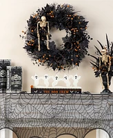 Glitzhome 7" Halloween Wooden Metal White Ghost Silhouette Countdown Table Sign