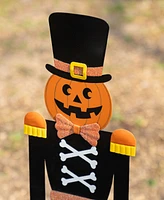 Glitzhome Metal Nutcracker and Happy Halloween Yard Stakes, Set of 3