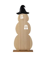 Glitzhome 35" Halloween Wooden Pumpkin Haunted House Porch Decor