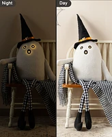 Glitzhome 65.25" Halloween Oversized Lighted Fabric Ghost Shelf Sitter
