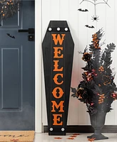 Glitzhome Halloween Wood Mummy and Welcome Coffin Porch Decor, Set of 2
