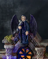 Glitzhome 9.75" Lighted Resin Halloween Haunted House Village
