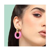 Sohi Women's Pink Rope Drop Earrings
