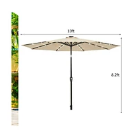 10 Feet Outdoor Patio Umbrella with Bright Solar Led Lights