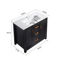 Casainc 36" Black Vanity Set with Undermount Sink, Soft-Close Doors & Drawers, Space-Saving Organizer