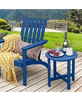 Round Adirondack Side Table Weather-Resistant for Outdoor Patio and Garden