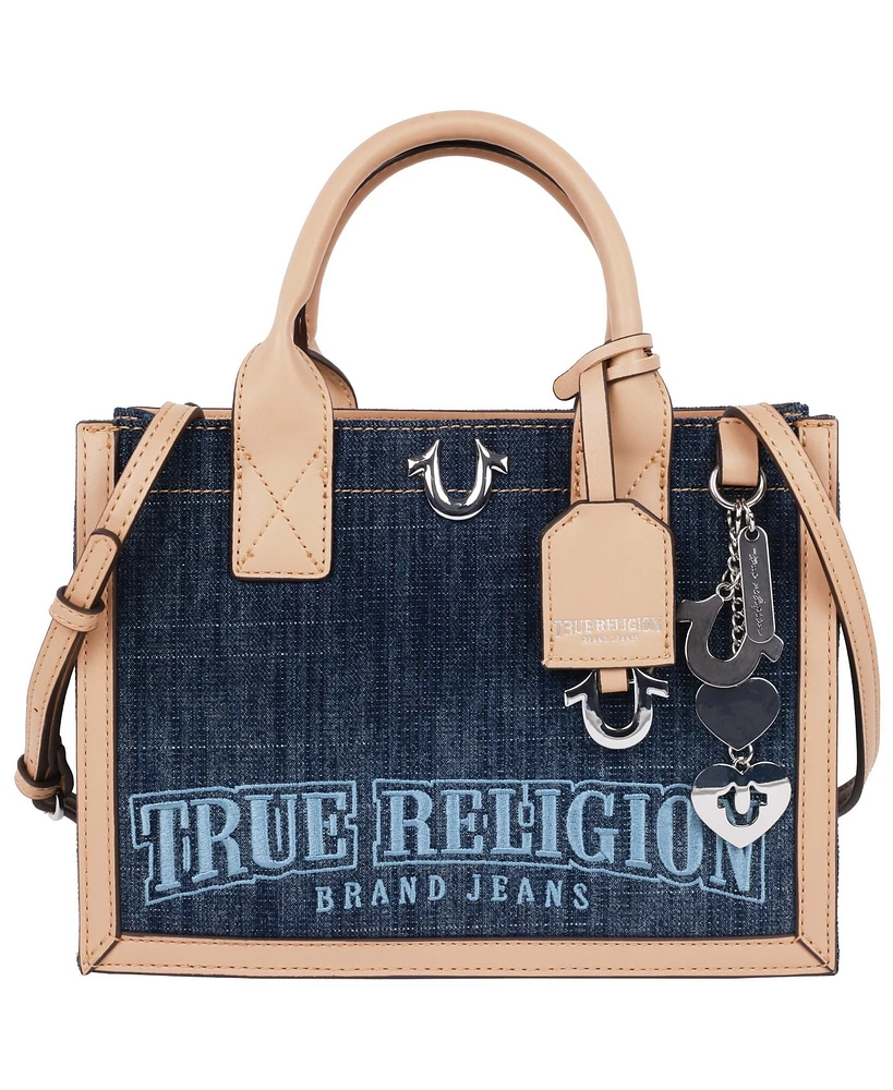 True Religion Bombe Logo Denim Tote