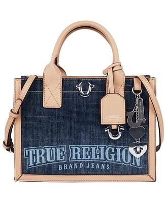 True Religion Bombe Logo Denim Tote