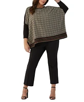 Ella Rafaella Plus Medallion Print Knit 3/4 Sleeve Top