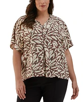 Ella Rafaella Plus Layered Dolman Short Sleeve Top