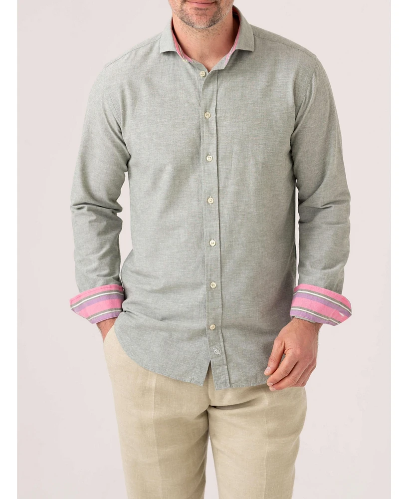 Koy Clothing Men's Crocodile Long Sleeve Linen Shirt