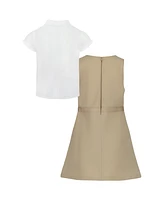 Nautica Little Girls 2-Piece Pleat Front Jumper and Stretch Poplin Shirt Set