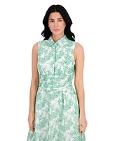kensie Women's Cotton Embroidered Sleeveless Dress