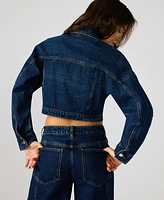 Steve Madden Women's Brixton Button-Front Cotton Denim Jacket