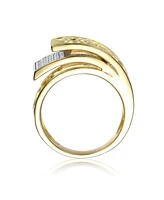 14k Gold Plated with Clear Cubic Zirconia Hammered Coiled Wrap Ring