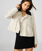 Steve Madden Women's Justina Contrast-Collar Jacket