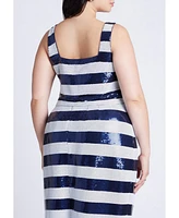 Eloquii Women's Plus Sequin Striped Crop Top
