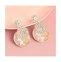 Sohi Women's Silver Stone Drop Earrings