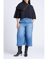 Eloquii Women's Button Detail Sweater Poncho