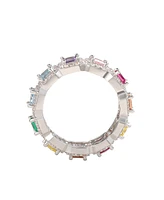 Suzy Levian New York Sterling Silver Rainbow Cubic Zirconia Princess Cut Eternity Band